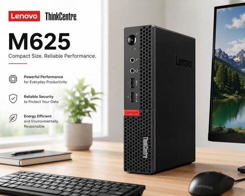 Lenovo ThinkCentre Mini Desktop Computer with AMD Processor & Graphics, 8GB DDR4 RAM, 256GB SSD, Windows 11, Wi-Fi, Bluetooth, 2X DisplayPort, RJ-45 Port, USB, for Daily Work, Wired Keyboard & Mouse in Kuwait