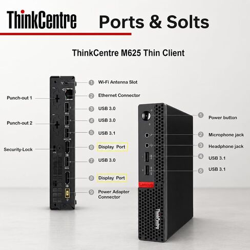 Lenovo ThinkCentre Mini Desktop Computer with AMD Processor & Graphics, 8GB DDR4 RAM, 256GB SSD, Windows 11, Wi-Fi, Bluetooth, 2X DisplayPort, RJ-45 Port, USB, for Daily Work, Wired Keyboard & Mouse in Kuwait