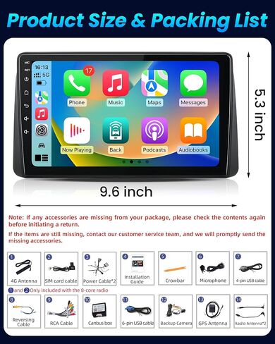 [4Core+64GB] Car Radio for Dodge Grand Caravan 2011-2020-9" HD Touch Screen with Wireless CarPlay/Android Auto BT5.0 GPS SWC WiFi in Saudi Arabia