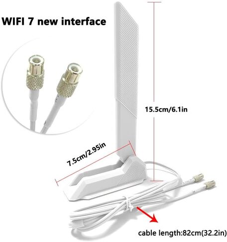 White WiFi 7 Antenna 2.4/5/6GHZ for MSI MPG Z890I Edge TI WiFi in Kuwait