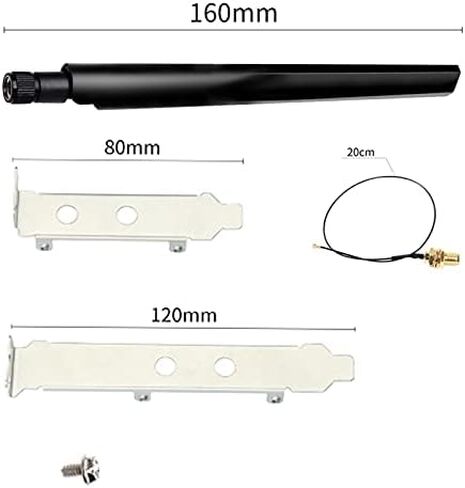 Dual Band 5dbi Wireless WiFi Antenna RP-SMA + MHF4/IPEX Pigtail Cable Desktop Kit for NGFF M.2 Card Intel AX200 9260 8265 3G/4G Module in Kuwait