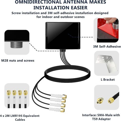 Maswell 4X4 MIMO Antenna 5G, Up to 6dBi, 700-10000MHz Omni External Antenna for 4G LTE 5G Routers in Kuwait