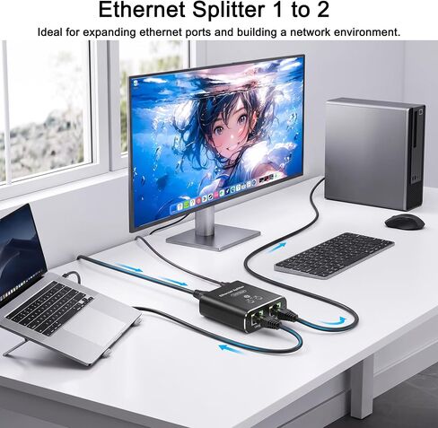 Ethernet Splitter 1 to 2 High Speed 1000Mbps, LAN Splitter 1 in 2 Out in Kuwait