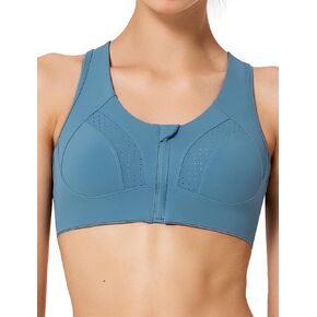 Yvette Zip Front Sports Bra High Impact Zip Up Sports Bras for Women Plus Size Workout Running High Support