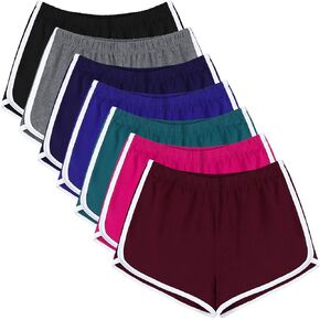 URATOT Cotton Sports Shorts Women Summer Breathable Pants Dolphin Workout Shorts for Yoga Cycling Hiking, Pack of 7