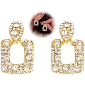 Vintage Geometric Square Earrings Crystal Square Stud Earrings Jewelry for Women and Girls