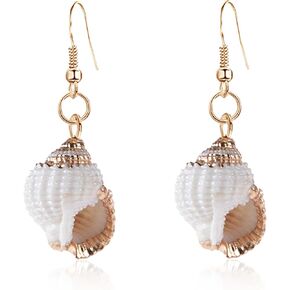Aishgjia Tropical Beach Sea Jewelry Casual Natural Seashell Conch Drop Dangle Earrings for Women and Girls Boho