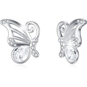 Butterfly Earrings Sterling Silver Stud Hypoallergenic Butterfly Earrings for Women Girl