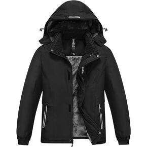 MoFiz Boys Waterproof Skiing Jacket Kids Hooded Fleece Warm Winter Snowboard Jackets Windproof Outerwear with Zip Pockets