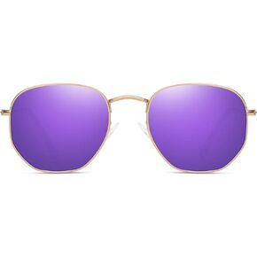 Polarized Hexagon Sunglasses for Women Men Metal Frame Square Small Polygon Sun Glasses UV400 Protection