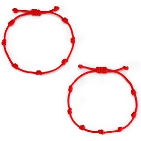 JENDEAR SHINE 7 Knot Bracelet, Kabbalah Red Bracelet, Red String Amulet Protect Good Luck Destiny, Suitable for Women Men Couple Mother Daughter