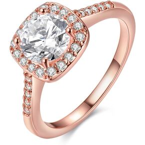 Uloveido Women's CZ Crystal Square Engagement Rings Best Promise Rings Wedding Bands for Women KR002