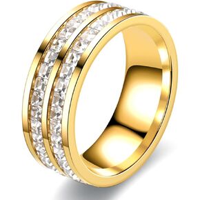 14k Gold Womens Statement Rings Engagement Ring Wedding Stacking Eternity Anniversary Promise Rose Gold Sizes 5-10 Eternity Band Rings for Women Gold Plated Silver