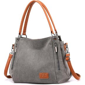 NICOLE & DORIS Handbag Shoulder Bag for Women Canvas Tote Bag with Zipper Ladies Crossbody Bag for Work,Shool,Daily