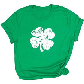 تي شيرت نسائي من St Patricks Day تي شيرت شامروك St Paddys Day Holiday Clover بأكمام قصيرة تي شيرت
