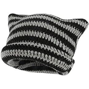 Crochet Hats for Women Vintage Beanies Women Fox Hat Grunge Goth Beanies Hat Y2K Accessories Slouchy Beanies for Women