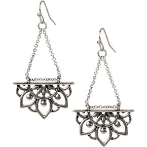 New Beginnings Lotus Flower Antique Silver or Gold and Patina Boho Chic Tribal Ethnic Fishhook Dangle Earrings for Women and Girls Gift