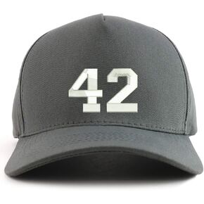 Trendy Apparel Shop Number 42 Collegiate Varsity Font Embroidered Oversized 5 Panel XXL Baseball Cap