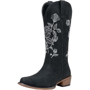Jeossy Women's 9807 Embroidery Flower Western Square Toe Knee High Cowboy Boots in Kuwait