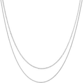 KISPER Silver Diamond Cut Cable Link & Silver Box Chain Necklace – Thin, Dainty, 925 Sterling Silver Jewelry for Women & Men with Spring Ring Clasp & Lobster Clasp – Made in Italy - 20"
