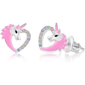 Chanteur Crystal Pink Enamel Crystal Unicorn Hearts Kids Baby Girl Tween