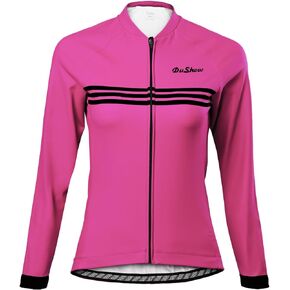 DuShow Fleece Cycling Jersey Women Long Sleeve Thermal Soft Shell Bike Jersey Women Winter Biking Jacket
