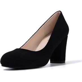 IDIFU Women's Low Chunky Block Closed Toe Heels Pumps | Round Toe Dress Shoes for Wedding Office Evening in Kuwait