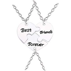 YALLNASL Friendship Gift Necklace for 3 Best Friends Matching Necklaces for BFF Puzzle Piece Necklace for Best Friend Forever Necklace for BFFs Bestie Birthday Christmas Gift
