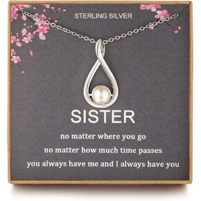MILEPOSTJEW Sister Gifts from Sister, Sterling Silver Infinite Two Interlocking Infinity Double Hearts Necklace, Birthday Jewelry Gift Necklaces for Sisters, No Matter