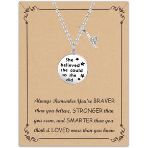 FUSTMW Gymnast Gift Gymnastics Charm Necklace Gymnastics Jewelry Gymnastics Class Gift for Gymnast She Believed She Could So She Did