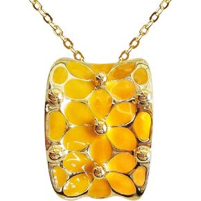 Navachi 18k Gold Plated Square Rainbow Enamel Pendant Necklace 16"+2"
