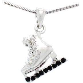 Violet Victoria & Fan Star Crystal ICE Skate Charm Pendant Necklace - Mini Necklace