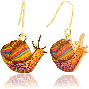 Spinningdaisy Lovely Dangling Animal Earrings | For Animal Lovers (Snail Red)