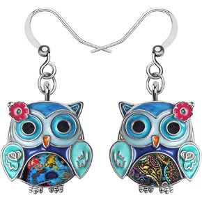 BONSNY Sweet Enamel Dangle Owl Earrings for Women Girls Jewelry Gifts Novelty Funny Charms