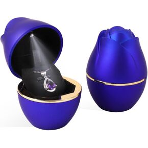 Rolin Roly Green Pendant Box with LED Light Rose Jewelry Necklace Case Jewellry Display Gift Boxes for Wedding Pendants Box Ceremony Engagement Proposal Anniversary