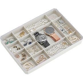 Jewelry Earring Organizer, Clear Plastic Jewelry Storage Box Earring Holder for Women Girl with Lid for Pendant Necklace Bracelets Rings Bracelets Bangle (Grey)