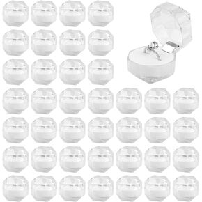 Framendino, 40 Pack Plastic Ring Boxes Ring Storage Boxes Display Organizer Case with Foam Insert for Wedding