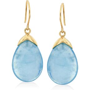 Ross-Simons 19.50 ct. t.w. Aquamarine Drop Earrings in 14kt Yellow Gold