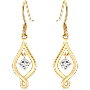 SISGEM 14K الذهب الصلبة الصغيرة لا نهاية انخفاض الأقراط تتدلى للنساء، الأصفر / الأبيض الذهب مويسانيتي لانهائي الحب تتدلى الأقراط عيد الميلاد هدايا عيد ميلاد للزوجة ابنة صديقة