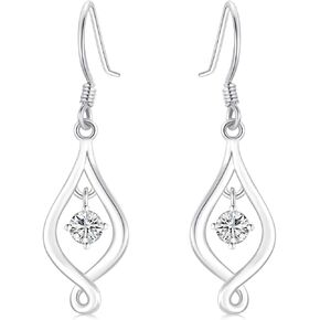 SISGEM 14K Solid Gold Small Infinity Drop Earrings Dangles for Women,Yellow/White Gold Moissanite Infinite Love Dangle Earrings Christmas Birthday Gifts for Wife Daughter Girlfriend
