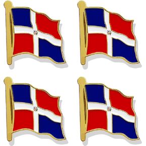 4 Pack Dominican Republic Flag Lapel Pin - Dominican Flags Pins Lapel Hat Backpacks Suit Decoration & Men Women Waving Patriotic Enamel Metal Badge Souvenir