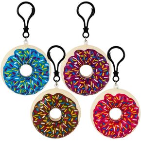 2.75" Squishy Sensory Colorful Backpack Clips or Keychains, 4 ct (Squish Donut, 4 ct)