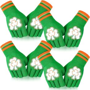 Cutecrop 4 Pairs St. Patrick's Irish Fingerless Gloves Saint Patricks Day Accessories St Patrick's Day Running Gloves for Men and Women