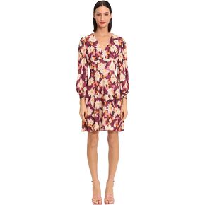Donna Morgan Women's V-Neck Empire Waist Dress with Tiered Skirt