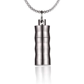 FOSIR Titanium Waterproof Cylinder Pendant Necklace for Mens Womens,Lightweight and Non-allergenic