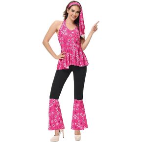 Haorugut 70s Disco Outfit Women Disco Pants and Disco Tops for Women Disco Costume Fashion