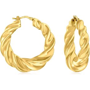 Ross-Simons Italian 18kt Yellow Gold Graduated Twisted Hoop Earrings