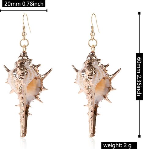 Aishgjia Tropical Beach Sea Jewelry Casual Natural Seashell Conch Drop Dangle Earrings for Women and Girls Boho in Saudi Arabia