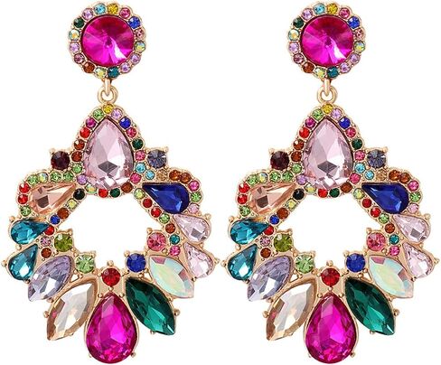 Rhinestone Earrings Dangling for Women Girls Vintage Fancy Cluster Crystal Dangle Earrings Vintage Rhinestone Teardrop Dangle Earrings Sparkly Statement Earrings Crystal Chandelier Earrings for Women Wedding Bridal Prom in Saudi Arabia