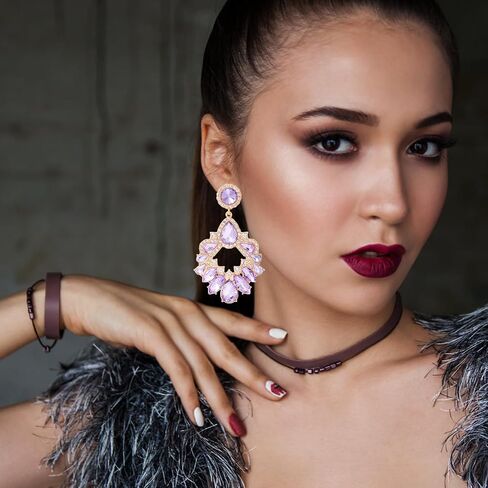 Rhinestone Earrings Dangling for Women Girls Vintage Fancy Cluster Crystal Dangle Earrings Vintage Rhinestone Teardrop Dangle Earrings Sparkly Statement Earrings Crystal Chandelier Earrings for Women Wedding Bridal Prom in Saudi Arabia